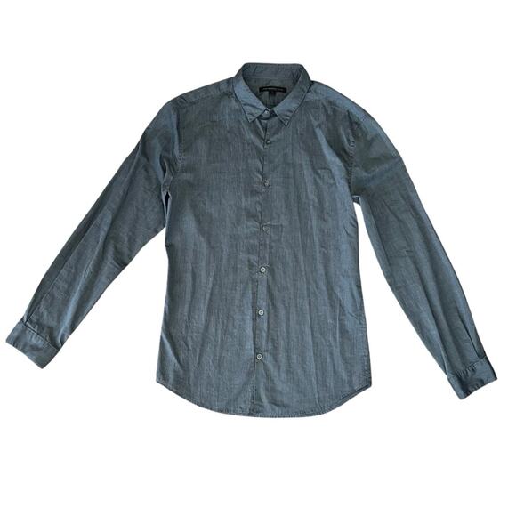 John Varvatos Men’s Slate Blue Gray Slim Fit Striped Button Down Collared Shirt - Picture 2 of 7